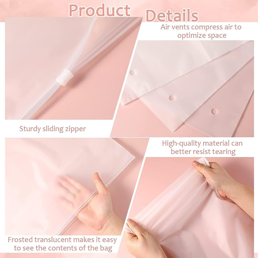 Travel-ready frosted plastic garment sleeves, 20-pack, for organized luggage and protection.