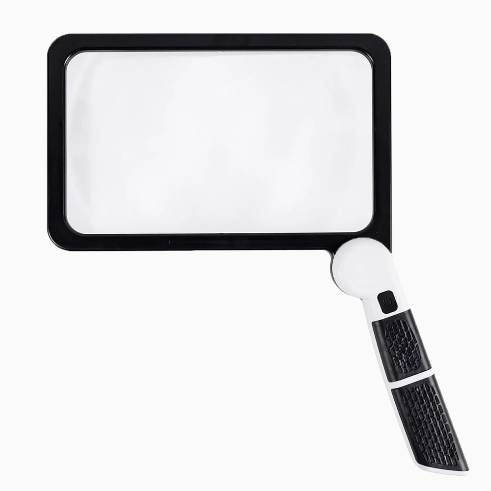 Full page LED magnifying glass for reading books, maps, and documents. Ideal for seniors & low vision.