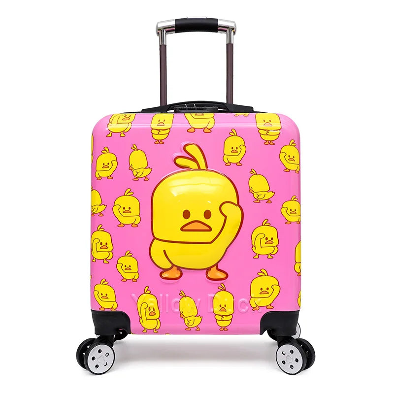 Durable, scratch-resistant hard shell kids' carry-on luggage ensures travel gear protection for children's items.