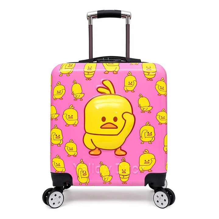 Durable, scratch-resistant hard shell kids' carry-on luggage ensures travel gear protection for children's items.