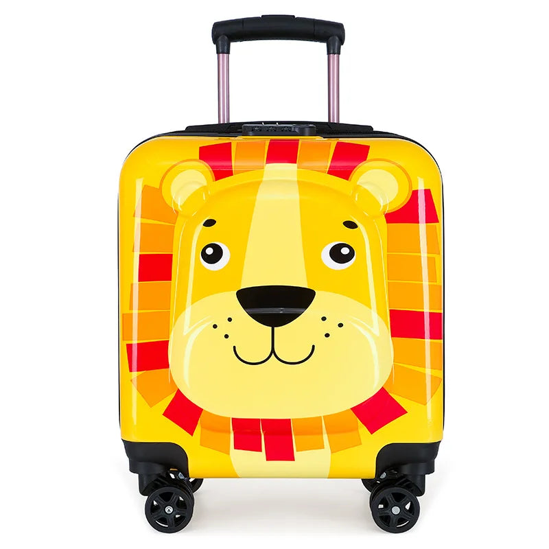 Sleek back view of a kids' hard shell carry-on luggage, designed for easy handling & transport as hand luggage.
