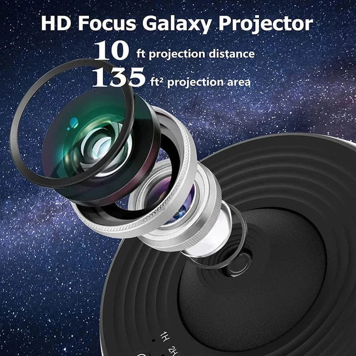 "Galaxy light projector with starry sky display, perfect for creating relaxing ambiance in any room."