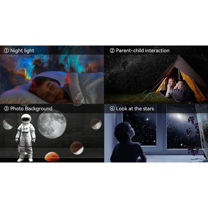 "Galaxy light projector with starry sky display, perfect for creating relaxing ambiance in any room."