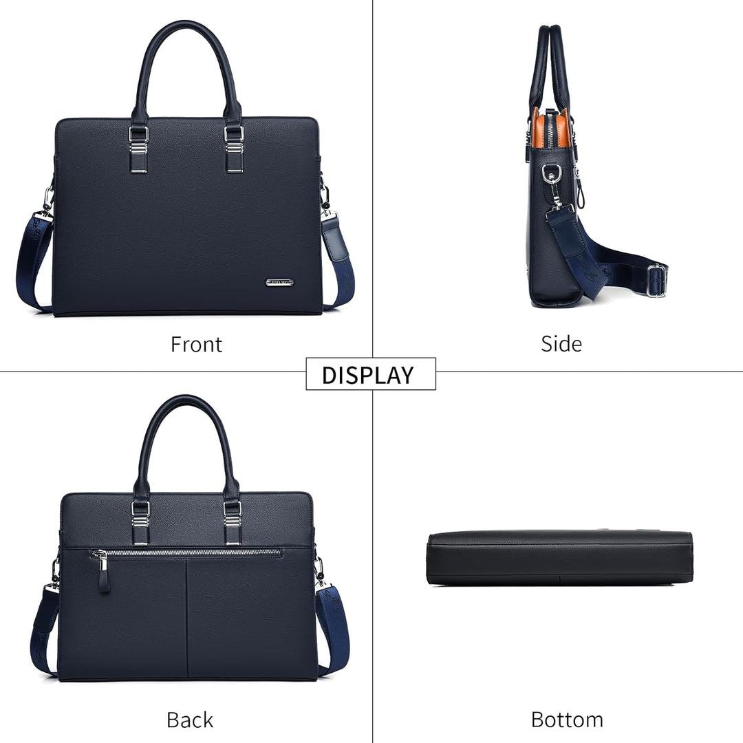 Sleek multi-compartment business bag, high-quality genuine leather.