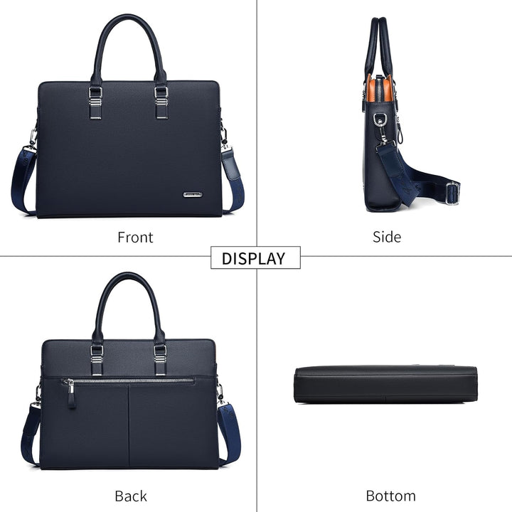 Sleek multi-compartment business bag, high-quality genuine leather.