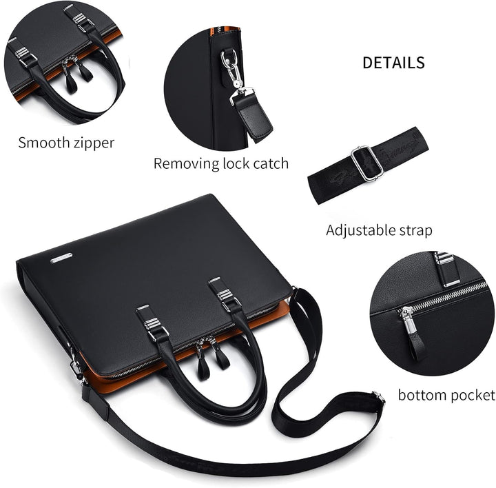 Everyday unisex business briefcase, roomy and well-organized.