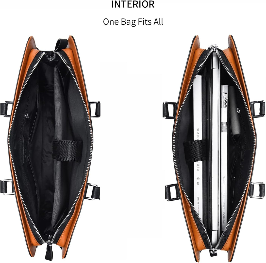 Polished genuine leather satchel, perfect for the modern professional.