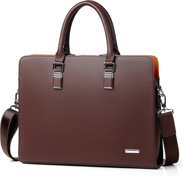 Professional leather satchel with organizer pockets for business travel.