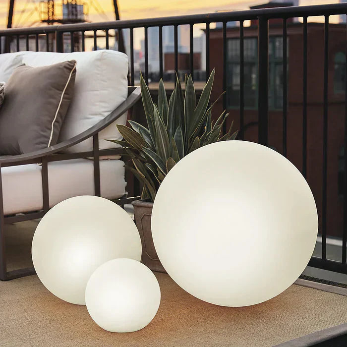 Illuminated spherical garden globe, bringing enchanting LED light and ambiance to your outdoor nights.