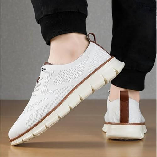 "Gray knit men's shoes, ultra-comfortable, lightweight, durable, adaptable style for business and casual wear."