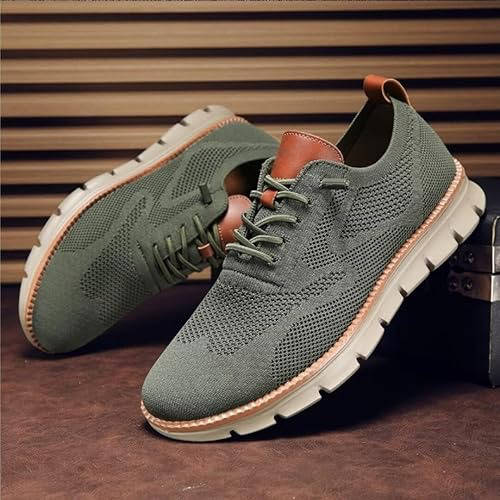"Gray knit men's shoes, ultra-comfortable, lightweight, durable, adaptable style for business and casual wear."