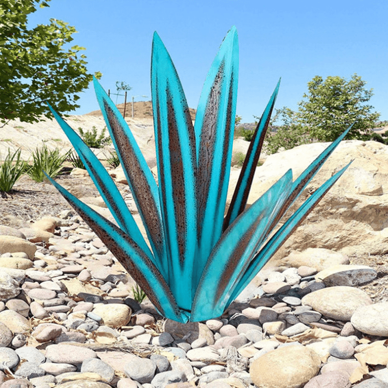 Handcrafted solar agave light for garden decor. Waterproof outdoor lighting, perfect patio accent.
