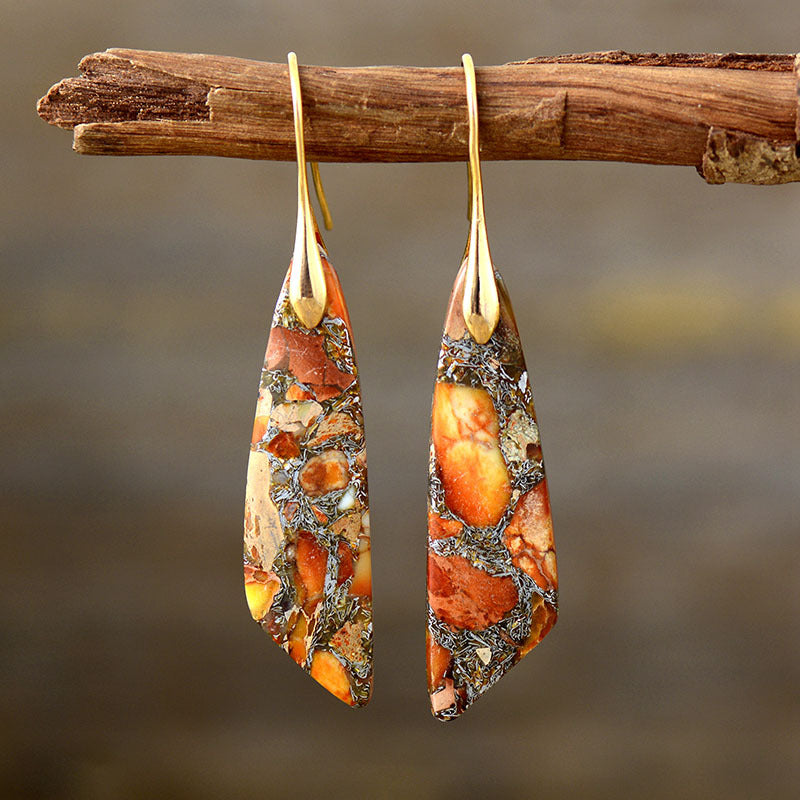 Vibrant artisan boho statement drop earrings, perfect fashion accessories to complete any women's jewelry collection.