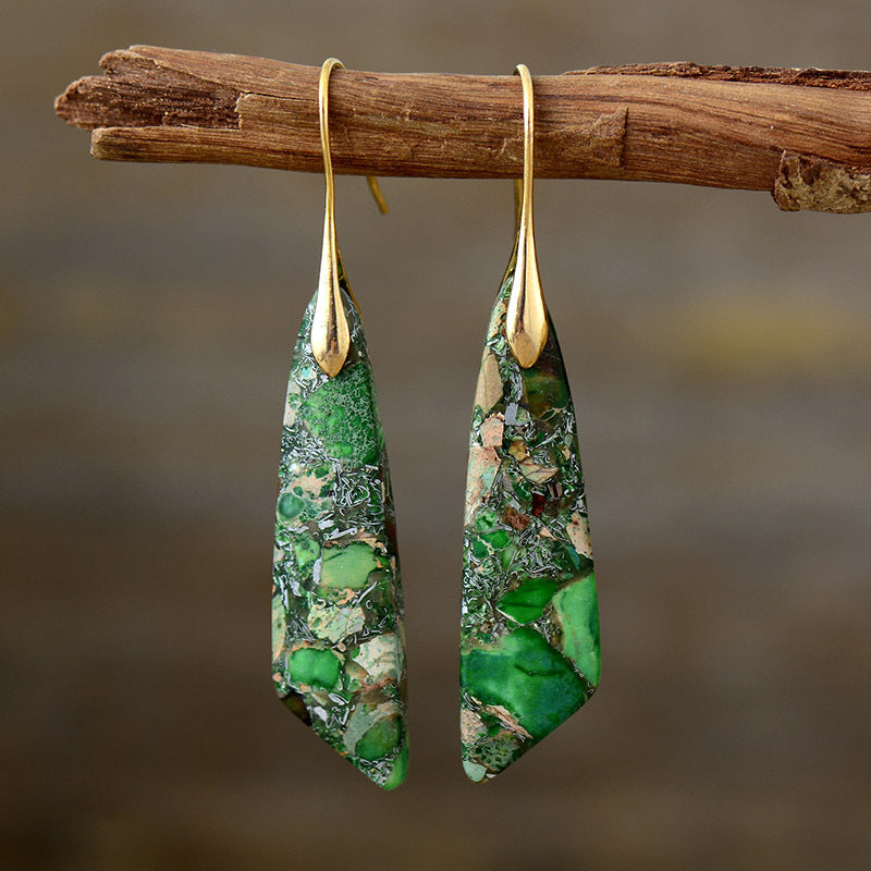 Handcrafted elegant drop earrings for women, featuring a unique boho statement design and vibrant artisan details.