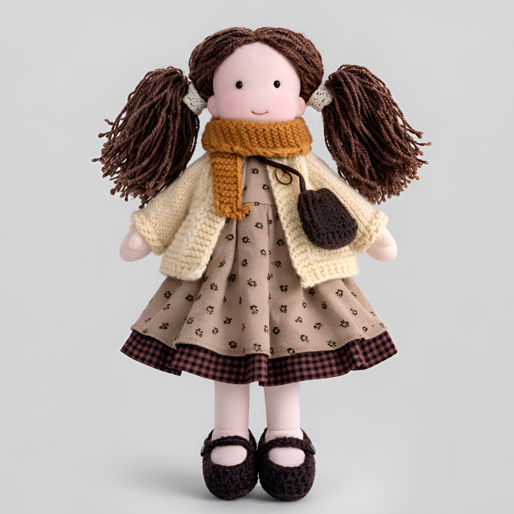 Children's Waldorf cuddly doll, soft cotton, ideal for imaginative and nurturing play.