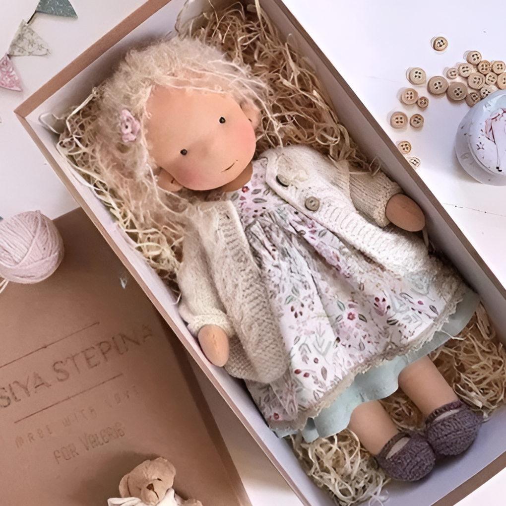 Waldorf educational doll, handmade for nurturing and creative children's play.