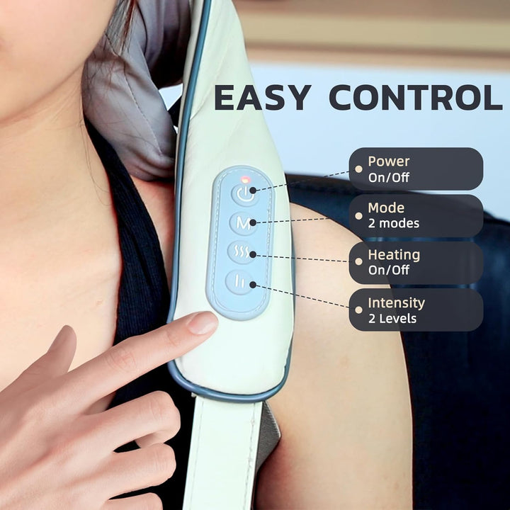 "Heated Shiatsu massage chair with customizable settings for full body relaxation, featuring deep tissue relief."