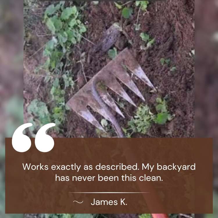 "Heavy-Duty Lawn Rake with stainless steel tines for weeding; angled V-shaped tines, durable garden maintenance tool."