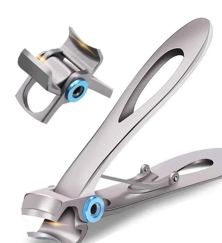 Heavy-duty nail clippers with sharp stainless steel blades, ergonomic anti-slip grip, and wide jaw for thick, hard nails.