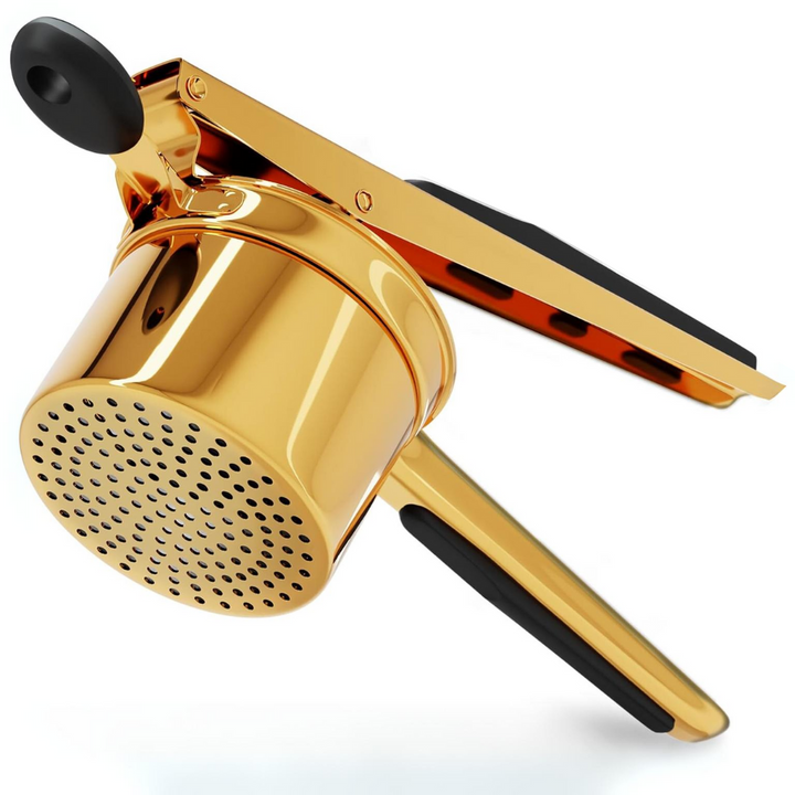 Premium heavy-duty potato masher, stainless steel design. Perfect for mashing vegetables & creating creamy food.