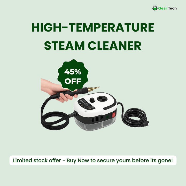 "High-temperature home steam cleaner with variable control, large tank, and extended reach, ideal for deep cleaning."