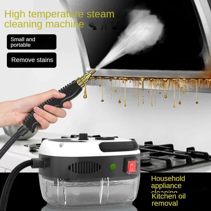 "High-temperature home steam cleaner with variable control, large tank, and extended reach, ideal for deep cleaning."