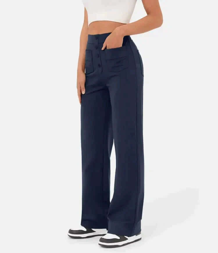Comfortable High-Waisted Elastic Trousers for Women