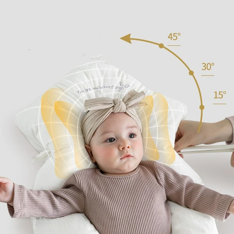 Hypoallergenic baby sleep pillow for gentle head support, promoting safe, comfortable rest for infants & toddlers in nursery.
