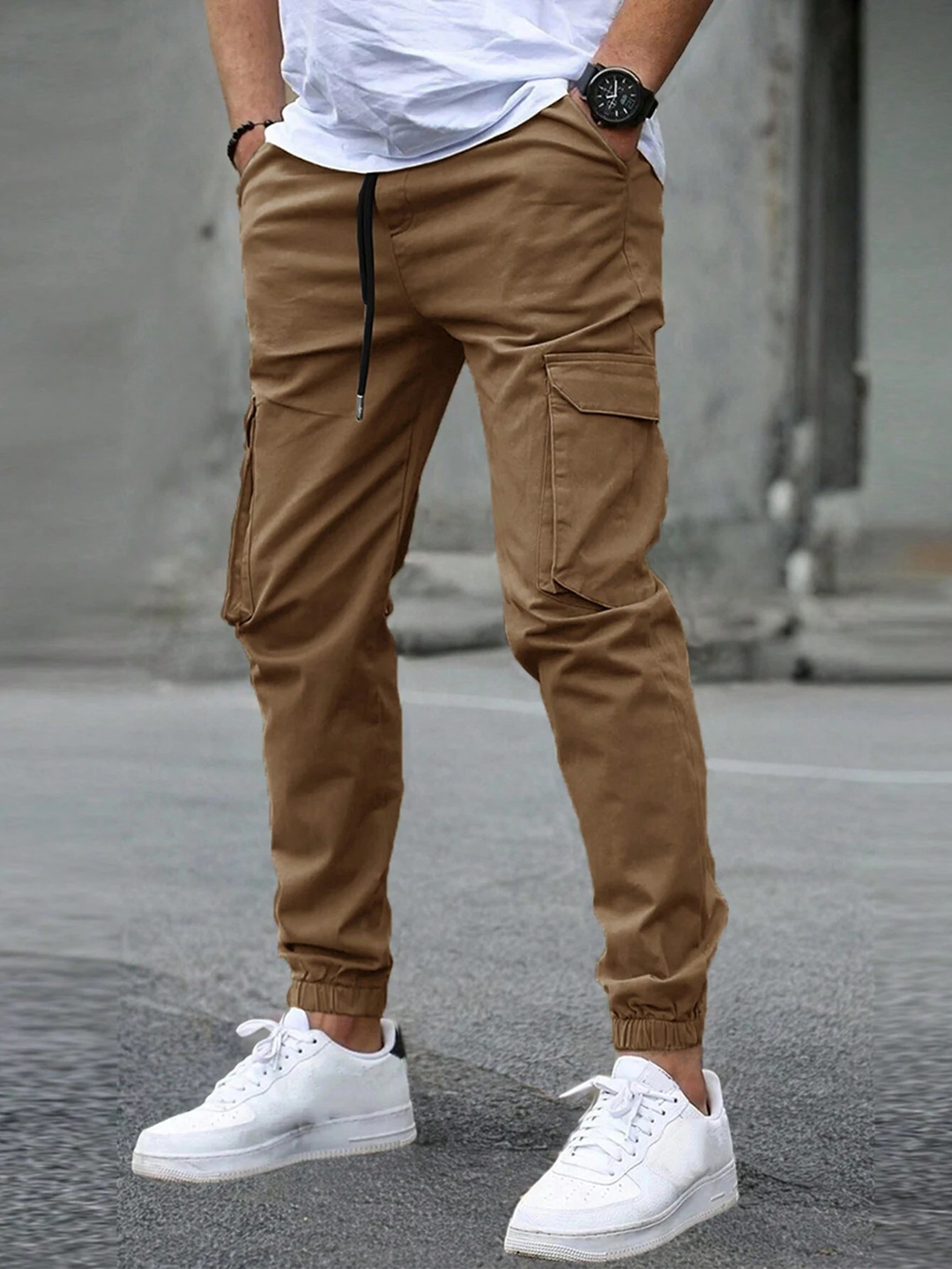 Stretch Fit Casual Trousers with Pockets