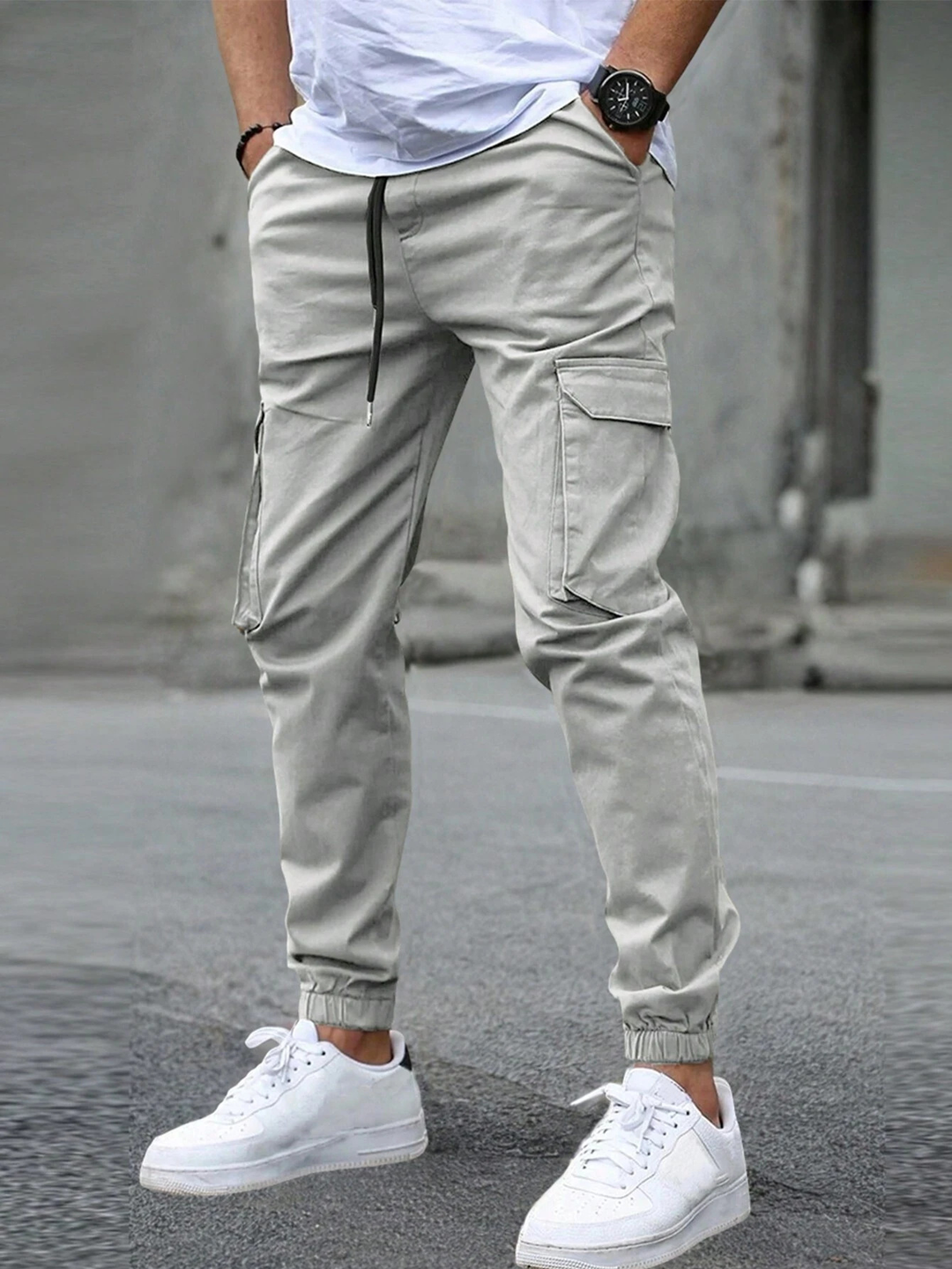 Stretch Fit Casual Trousers with Pockets