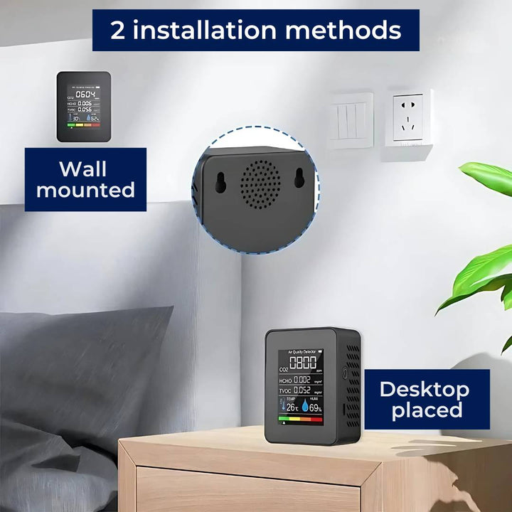 Improve indoor health & environment with this CO2 monitor, tracking air quality in homes & offices.