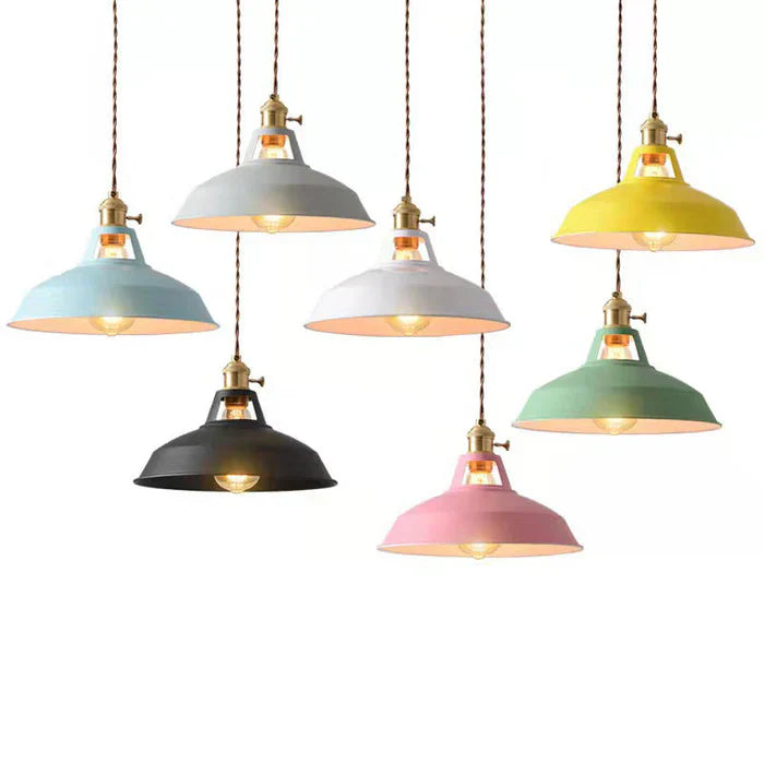 Industrial chic pendant lamp, vintage metal ceiling light fixture.