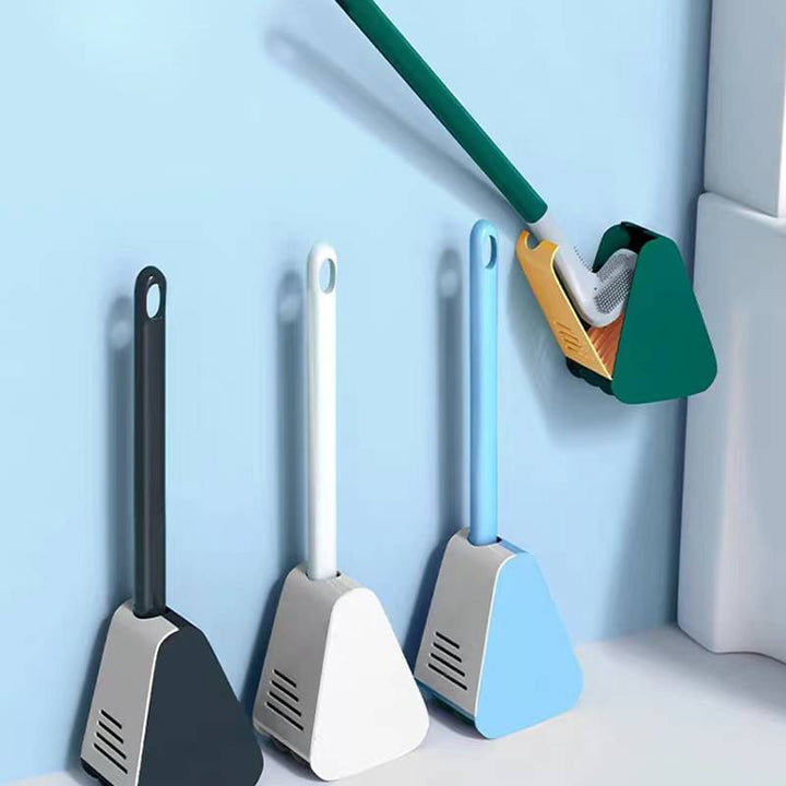 Innovative self-cleaning hygienic toilet brush with sleek design, durable bristles, and matching holder in vibrant colors for
