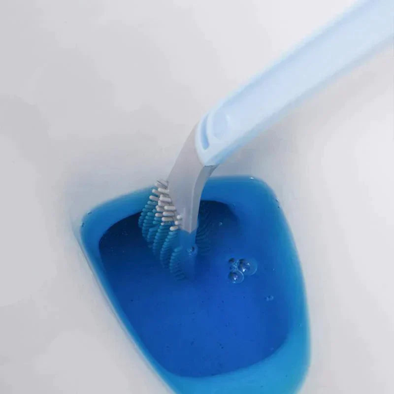 Innovative self-cleaning hygienic toilet brush with sleek design, durable bristles, and matching holder in vibrant colors for
