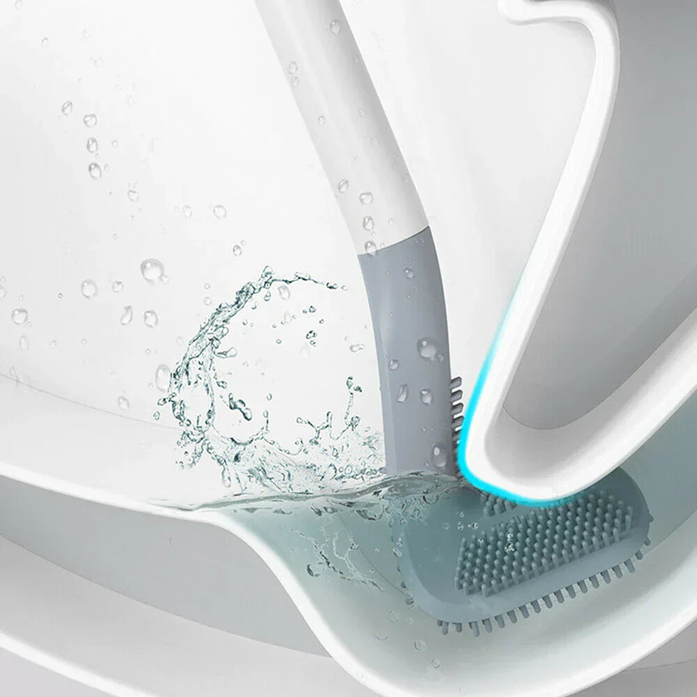 Innovative self-cleaning hygienic toilet brush with sleek design, durable bristles, and matching holder in vibrant colors for