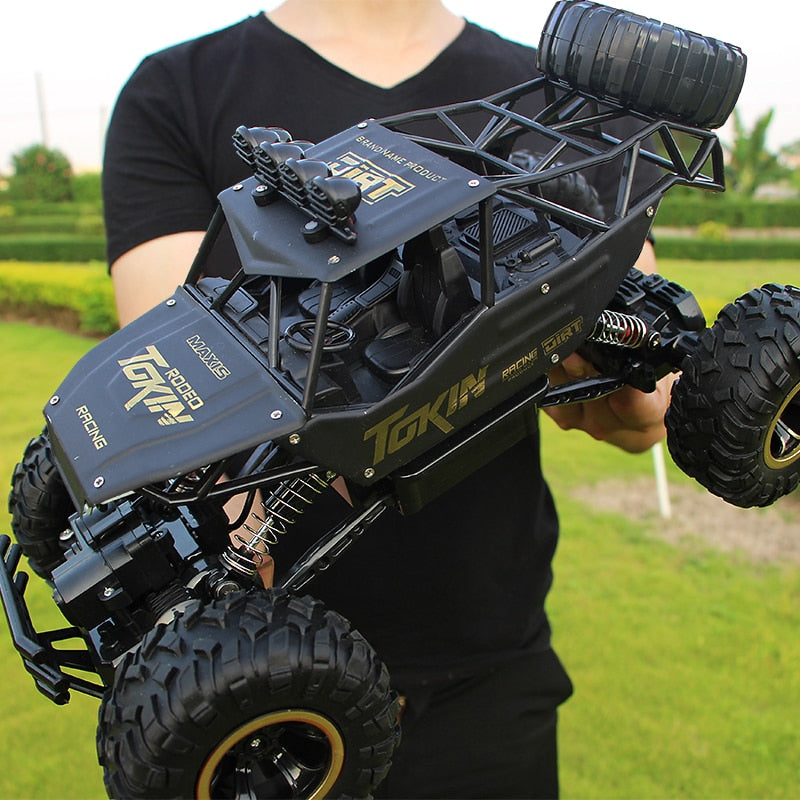 Durable kids' RC toy car, built for all-terrain off-road outdoor play. Remote control vehicle for adventure.