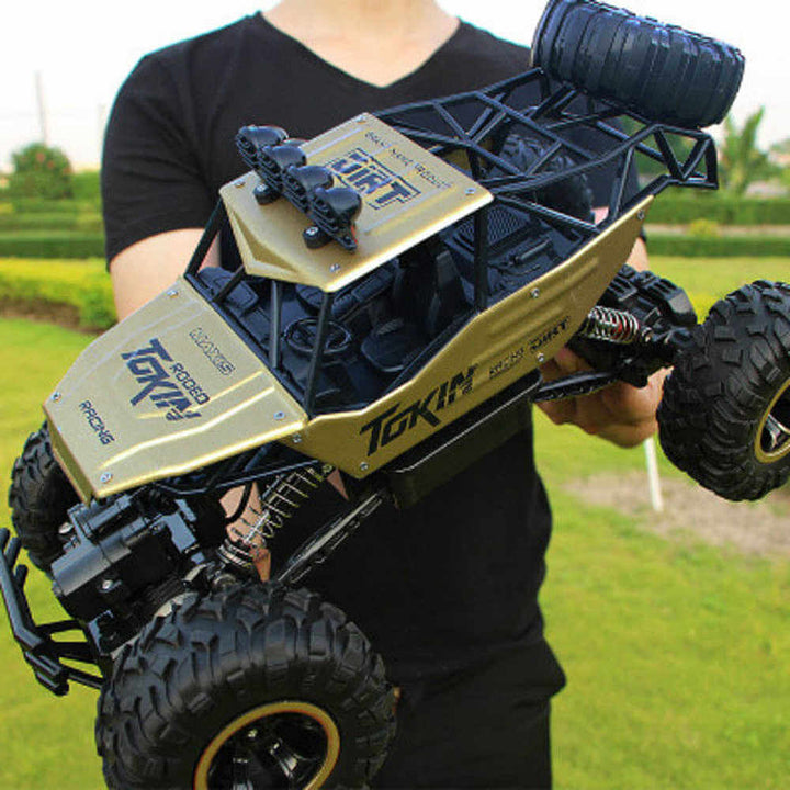 Rugged kids' RC vehicle, a durable remote control off-road toy car for all-terrain outdoor play fun.