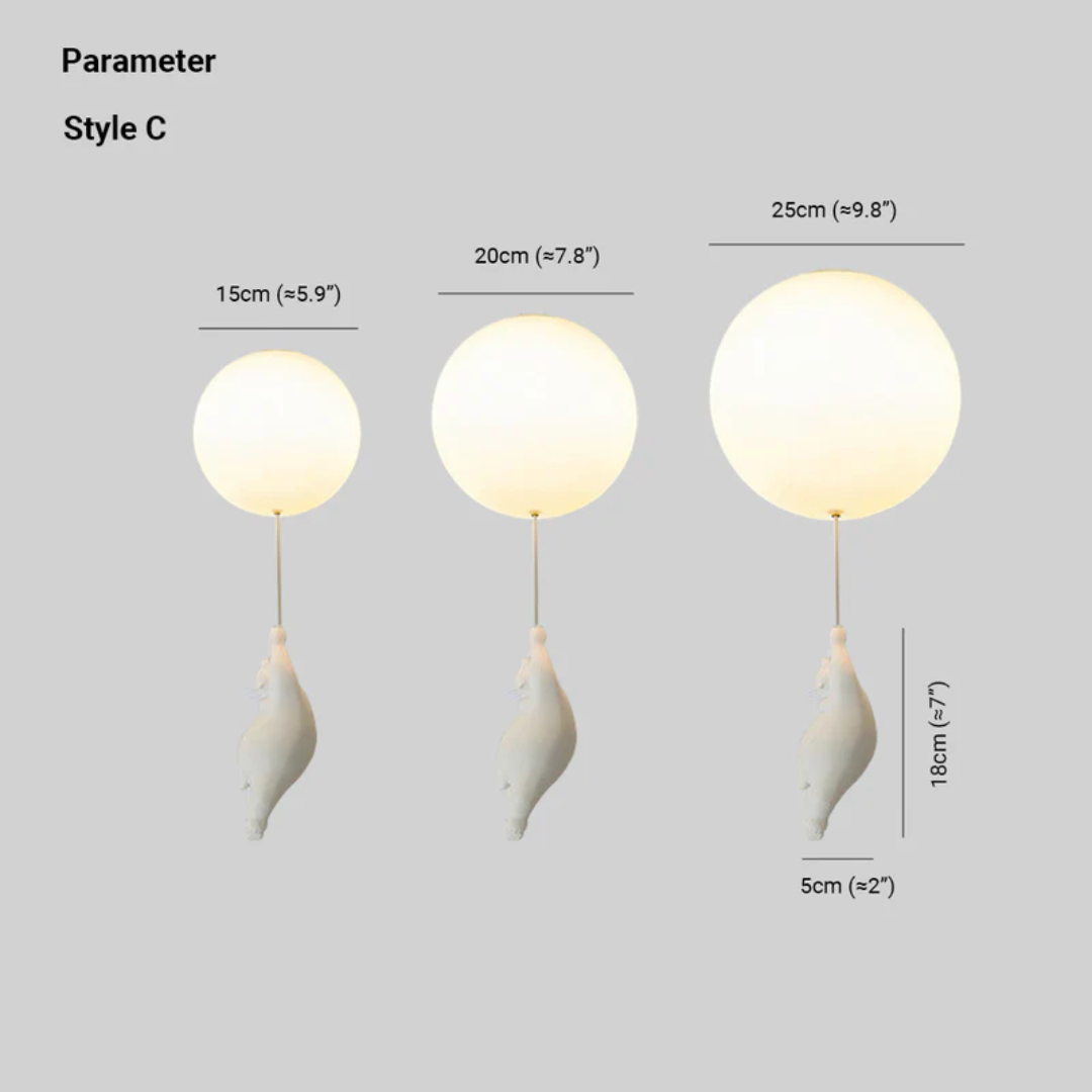 Charming bear balloon LED ceiling fixture, enhances playful kids' room aesthetic.