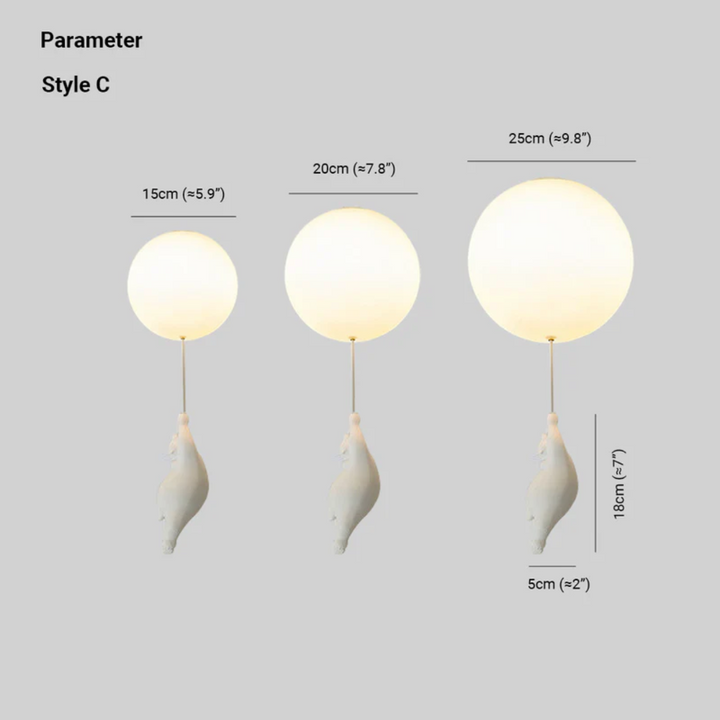 Charming bear balloon LED ceiling fixture, enhances playful kids' room aesthetic.