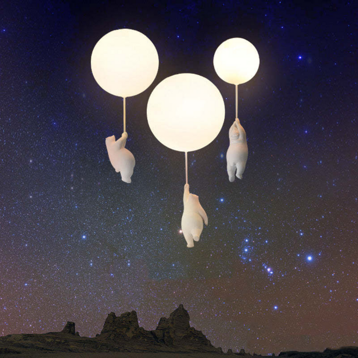 Playful bear balloon LED ceiling light, perfect for children's room & playroom decor.