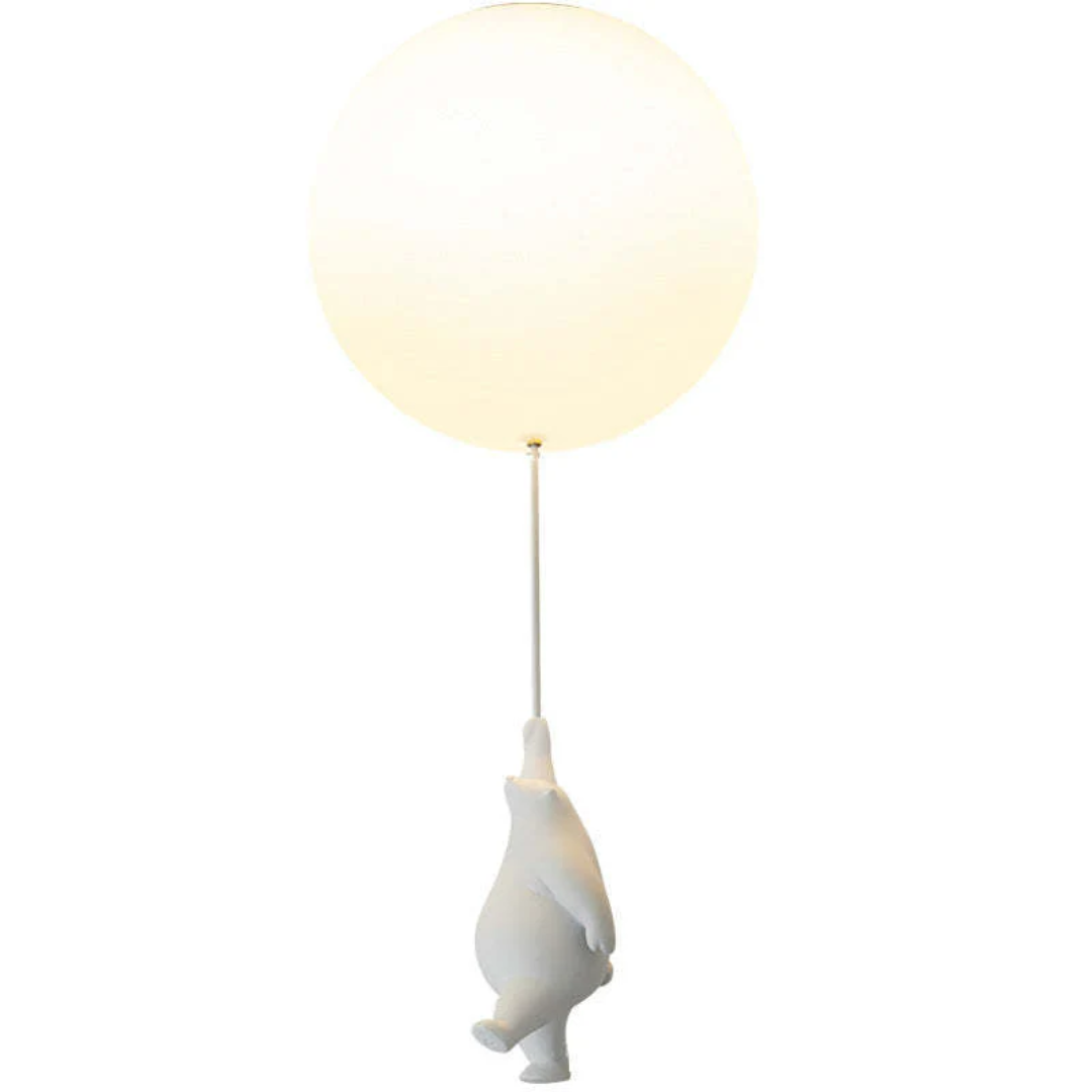 Whimsical bear balloon LED ceiling light, cartoon design for charming kids' room decor.