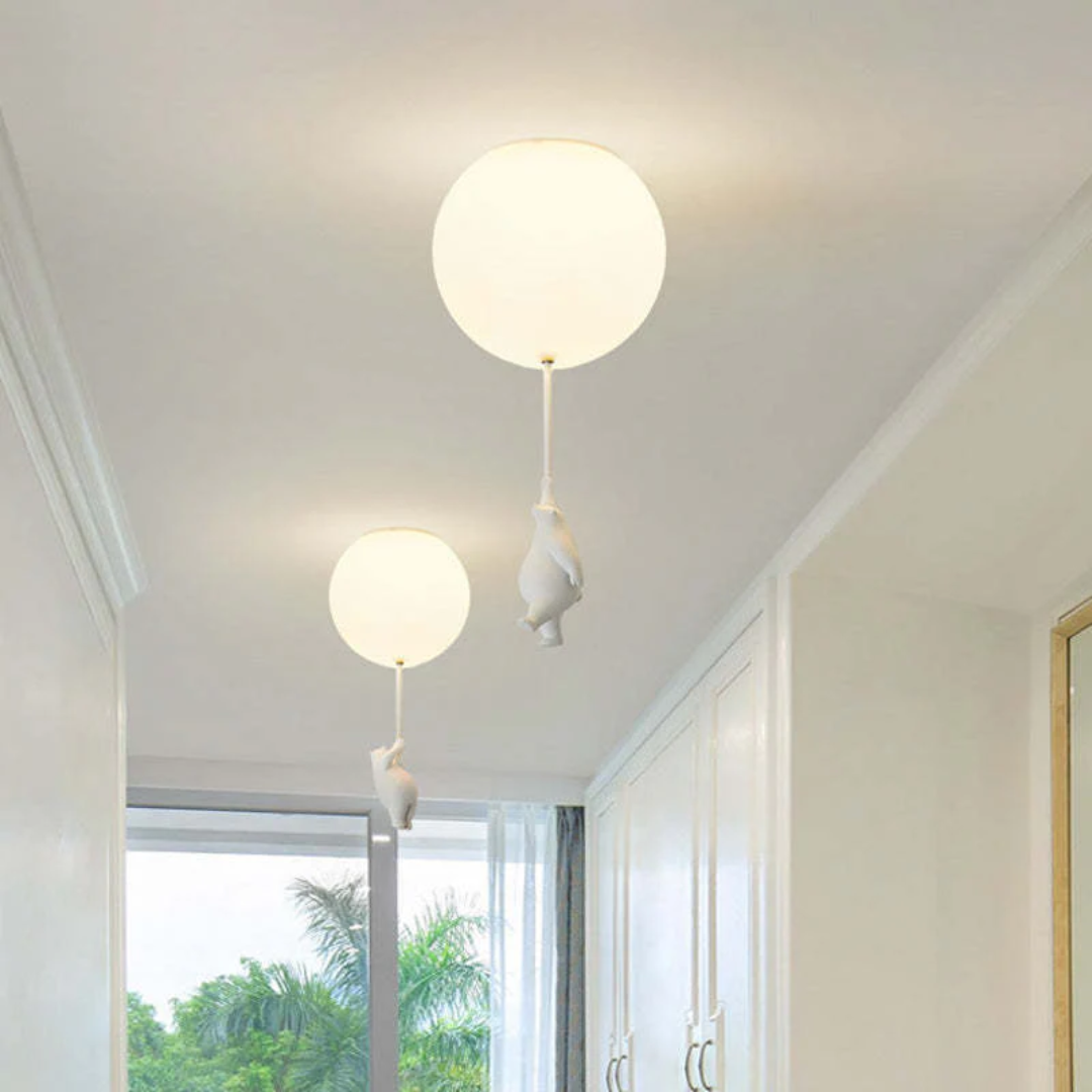Cute bear and balloon LED pendant light, adds playful charm to any child's bedroom.