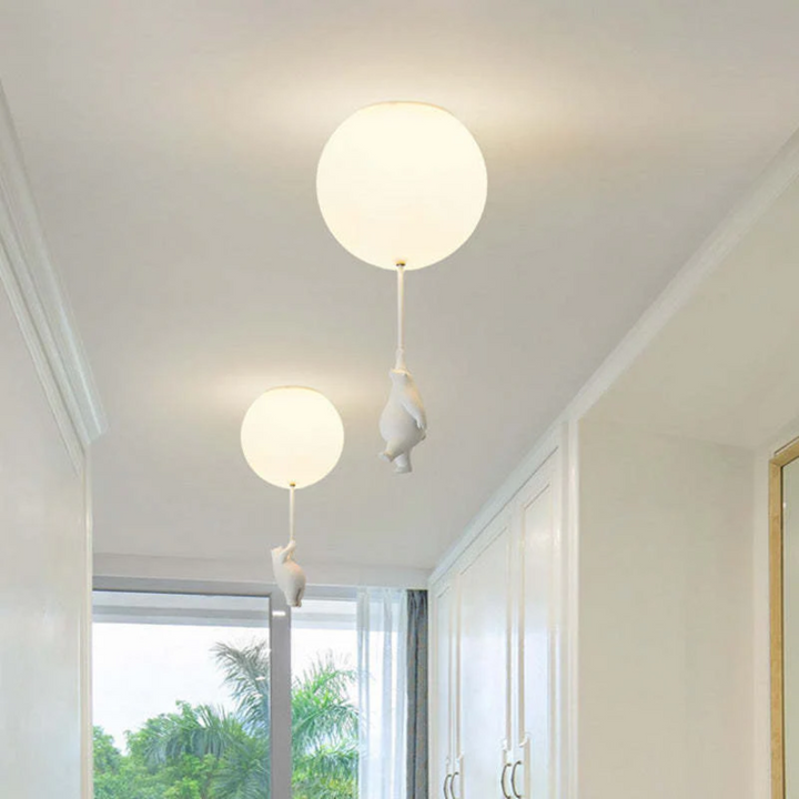 Cute bear and balloon LED pendant light, adds playful charm to any child's bedroom.