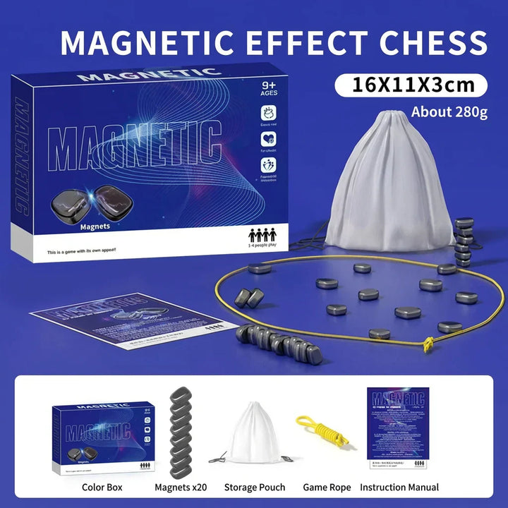 Kids' portable magnetic chess game board & pieces, ideal travel strategy educational toy for young players & family fun.
