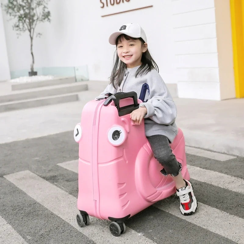 Airport-ready kids' ride-on suitcase, an essential scooter luggage for stress-free child travel & vacations.