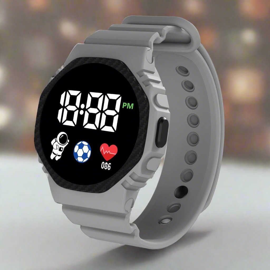 Children's durable digital sports watch, waterproof for boys & girls, perfect for active play & outdoor gear.