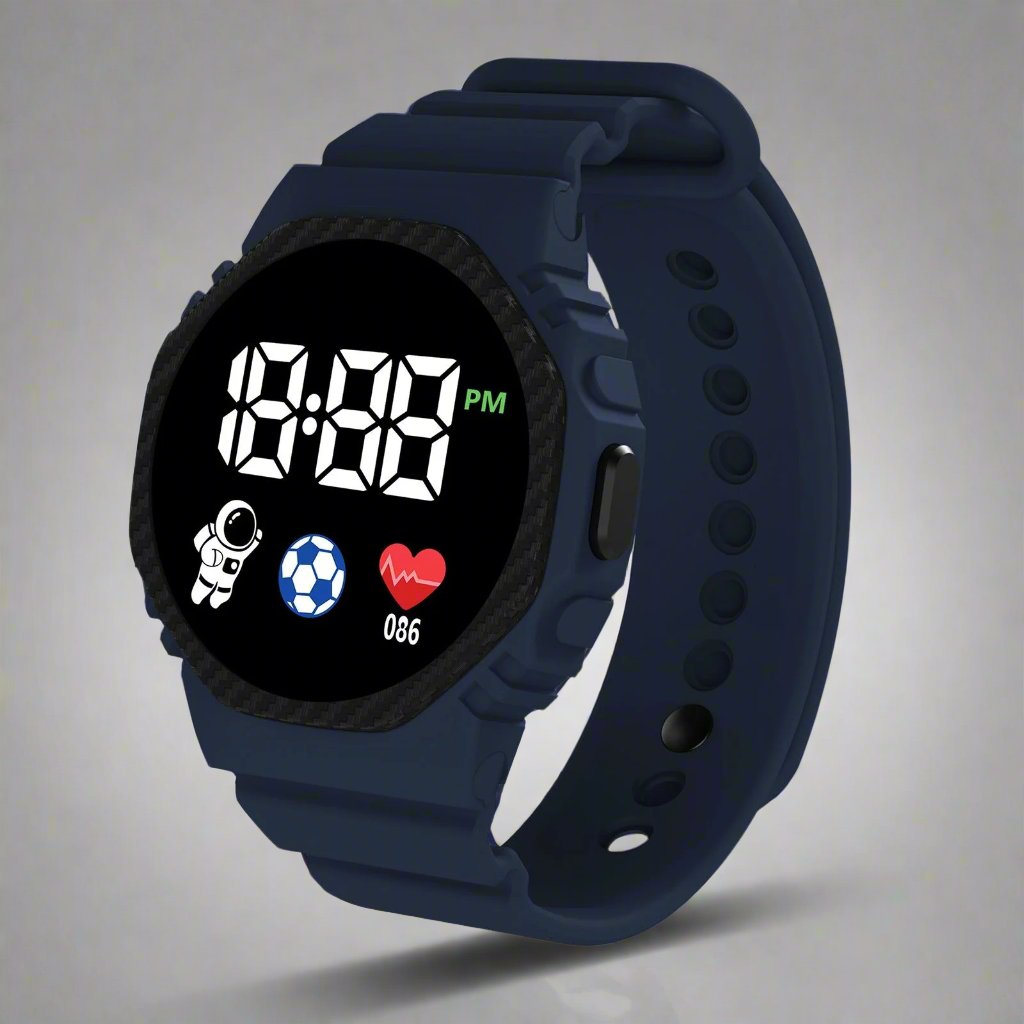 Rugged kids' digital sports watch, waterproof for active play, outdoor adventures, sports & everyday wear.