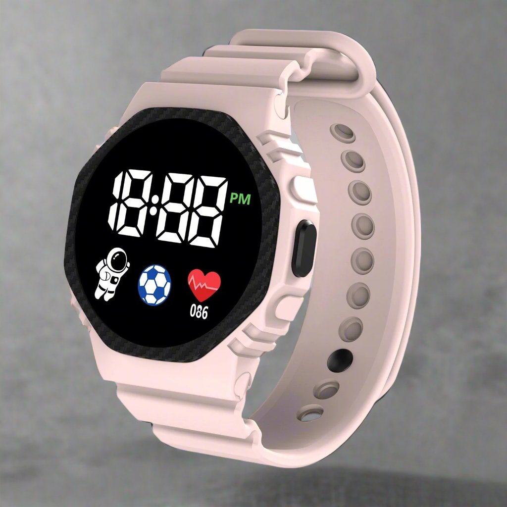 Adventure-ready children's digital sports watch, waterproof & durable for outdoor exploration & active play.