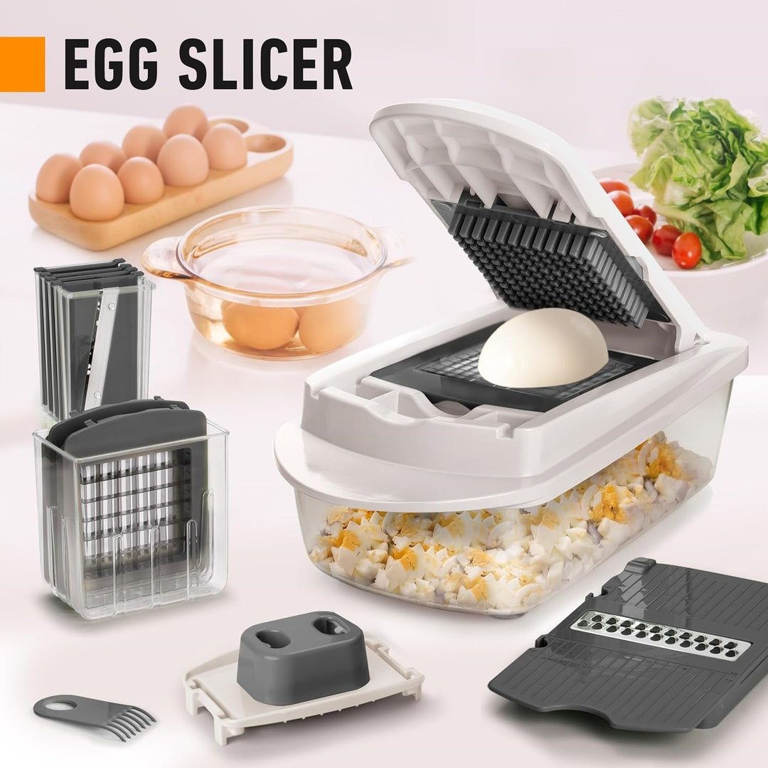 Handheld vegetable slicer and grater set, perfect for efficient chopping & dicing in any modern kitchen.