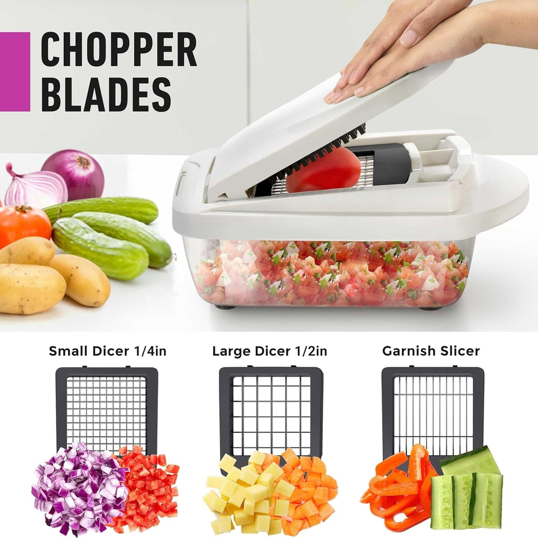 Professional 10-in-1 mandoline slicer for vegetables, a fast kitchen gadget for slicing and grating.